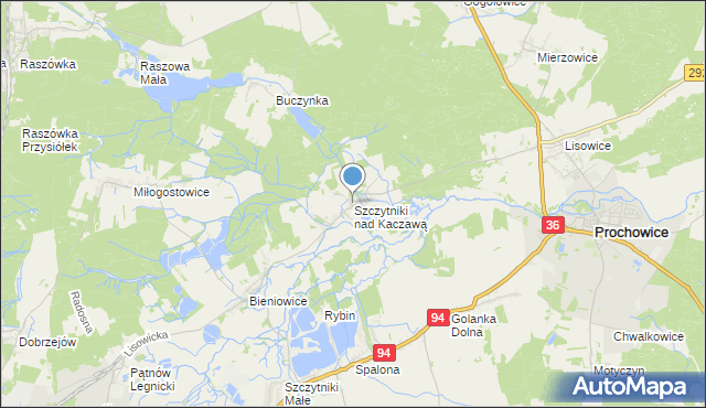 mapa Szczytniki nad Kaczawą, Szczytniki nad Kaczawą na mapie Targeo